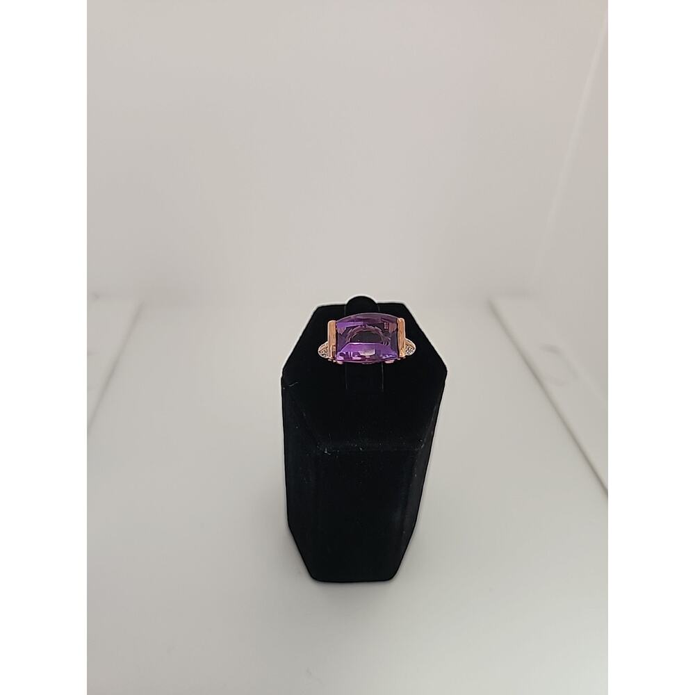 Amethyst and Zircon Vermeil Rose Gold over Sterling Silver Ring Sz 6.75